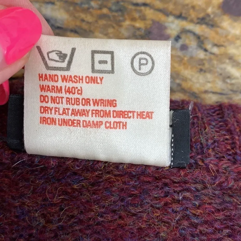 Attaché Shetland Burgundy Wool Argyle Pullover Sweater, size XL